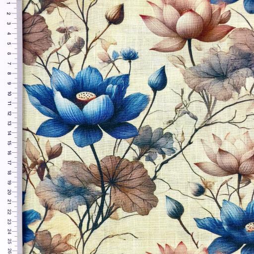 Viscose linen Digital print, Blomster